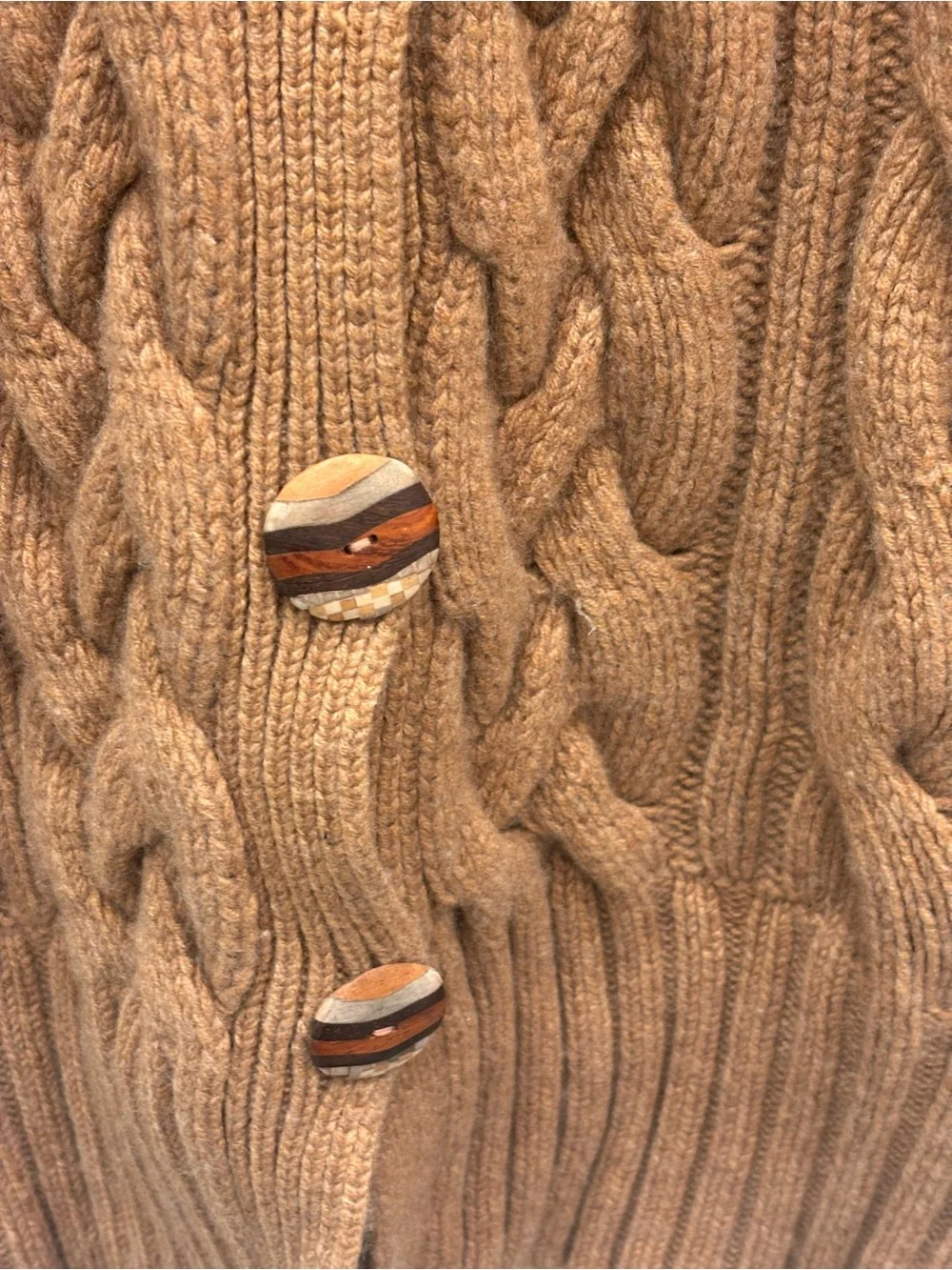 Neiman Marcus Cable-Knit Hooded Cardigan - Camel